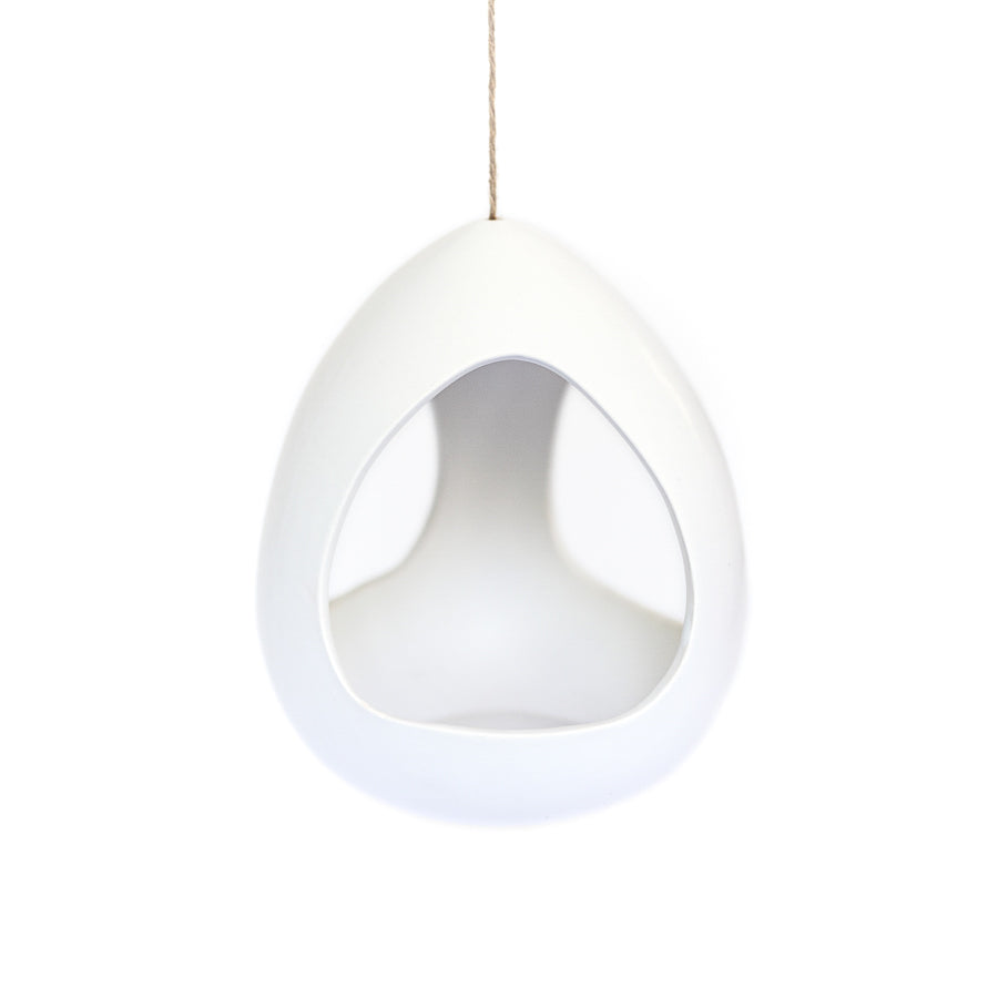 large white ceramic hanging planter Large White Ceramic Hanging Pod