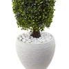 Boxwood Artificial Topiary with White Planter UV Resistant (Indoor/Outdoor)