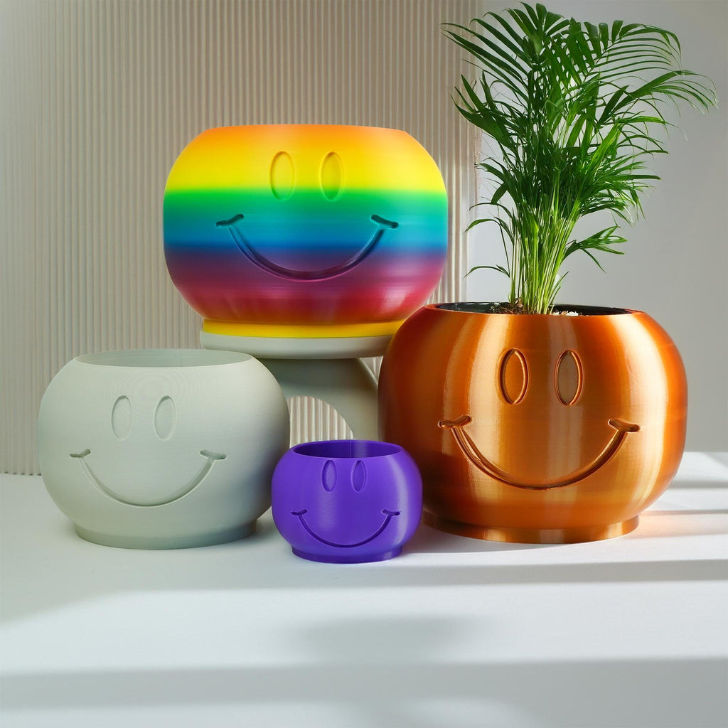 happy face plant pot Happy Sprout Smiley Face Plant Pot with Drainage and Drip Tray – Cute Ghibli Decor Planter | Kawaii Hypebeast Pots for Plants