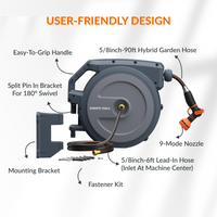 Retractable Garden Hose Reel-5/8in-90ft Made By Giraffe Tools
