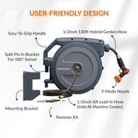 Retractable Garden Hose Reel-1/2in-130ft Made By Giraffe Tools