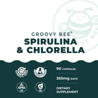 Spirulina and Chlorella Capsules 90 Caps (350 mg Each)