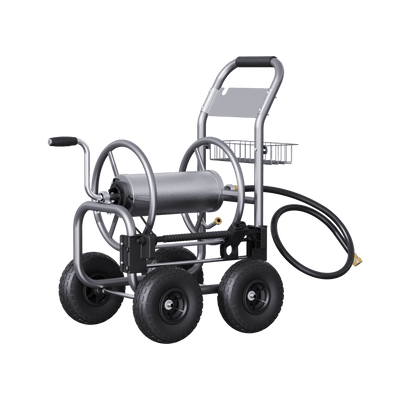 Heavy Duty Garden Hose Reel Cart - 4 Wheels - Made By Giraffe Tools