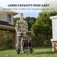Heavy Duty Garden Hose Reel Cart-2 Wheels - Stainless Steel Made By Giraffe Tools