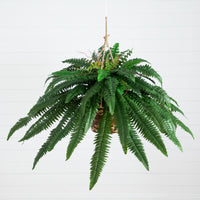 22" Artificial Large Boston Fern Hanging Basket