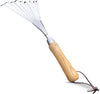 Stainless Steel Garden Hand Rake (classic wood handle) By Garden Guru