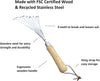 Stainless Steel Garden Hand Rake (classic wood handle) By Garden Guru