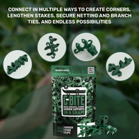 Dark Green C-BITE Garden Stake Clips for 7/16" Garden Stakes (In quantities of 26, 100 and 1000)