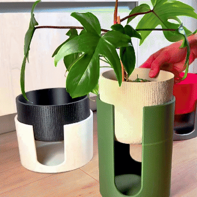 Modern Elevated Planter and Plant Stand Set - 2-Piece Plant Pot with Drainage in Multi Colors & Sizes