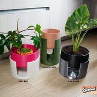 Modern Elevated Planter and Plant Stand Set - 2-Piece Plant Pot with Drainage in Multi Colors & Sizes
