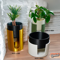Modern Elevated Planter and Plant Stand Set - 2-Piece Plant Pot with Drainage in Multi Colors & Sizes
