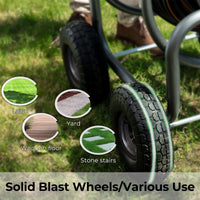 Heavy Duty Garden Hose Reel Cart - 4 Wheels - Made By Giraffe Tools
