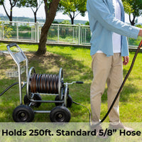 Heavy Duty Garden Hose Reel Cart - 4 Wheels - Made By Giraffe Tools