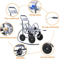 Heavy Duty Garden Hose Reel Cart - 4 Wheels - Made By Giraffe Tools