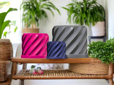 Thick Spiral Plant Pot With Size & Color Options