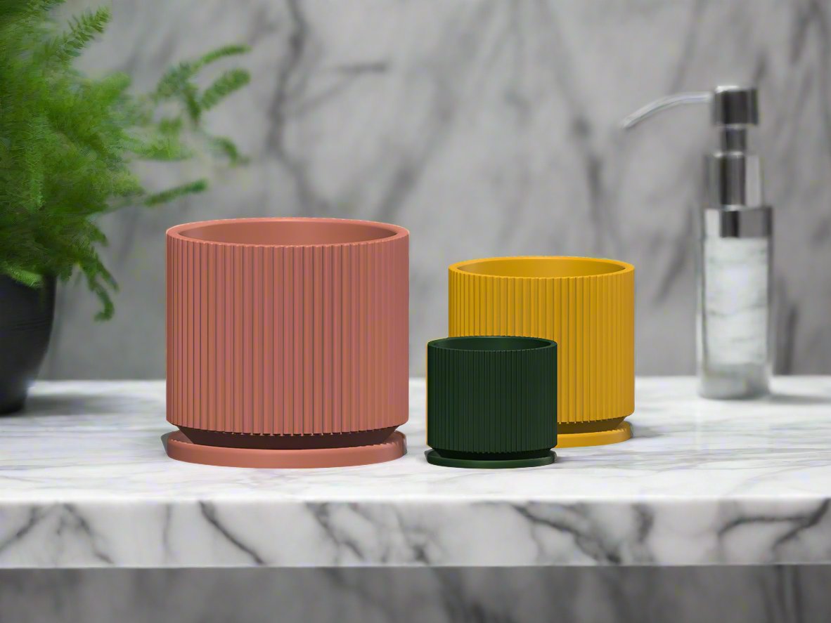 Mid-Century Ribbed Planter In Several Different Colors & Sizes | The ...