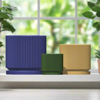 Mid-Century Ribbed Planter In Several Different Colors & Sizes