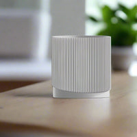 Mid-Century Ribbed Planter with Drainage and Saucer in Multiple Colors & Sizes