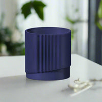 Mid-Century Ribbed Planter with Drainage and Saucer in Multiple Colors & Sizes