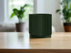 Mid-Century Ribbed Planter with Drainage and Saucer in Multiple Colors & Sizes
