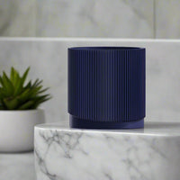 Mid-Century Ribbed Planter with Drainage and Saucer in Multiple Colors & Sizes