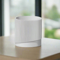 Mid-Century Ribbed Planter with Drainage and Saucer in Multiple Colors & Sizes