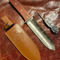 Rosewood Handle Stainless Hori Hori Gardening Knife With Leather Sheath & Sharpener