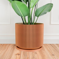 Mid-Century Ribbed Planter In Several Different Colors & Sizes