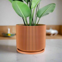 Mid-Century Ribbed Planter In Several Different Colors & Sizes