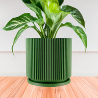 Mid-Century Ribbed Planter In Several Different Colors & Sizes