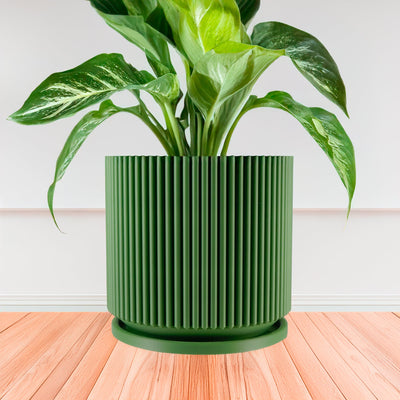 Mid-Century Ribbed Planter In Several Different Colors & Sizes