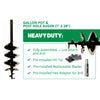 Gallon Pot & Post Hole Auger (7" x 28") By Power Planter Augers, USA Made