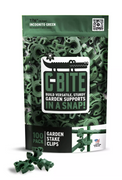 Dark Green C-BITE Garden Stake Clips for 7/16" Garden Stakes (In quantities of 26, 100 and 1000)