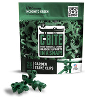 Dark Green C-BITE Garden Stake Clips for 7/16" Garden Stakes (In quantities of 26, 100 and 1000)