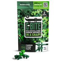 Dark Green C-BITE Garden Stake Clips for 7/16" Garden Stakes (In quantities of 26, 100 and 1000)