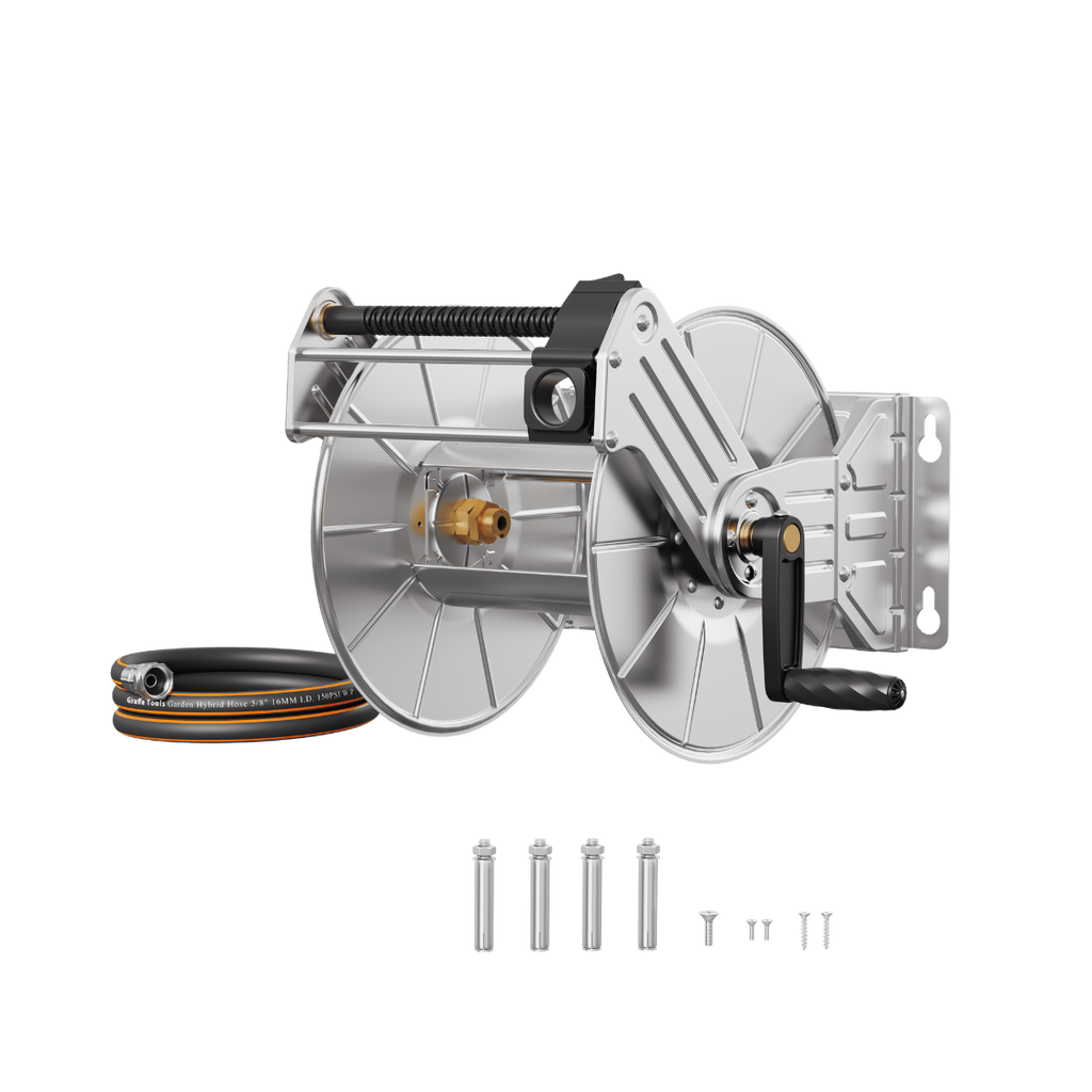Wall Mounted Hose Reel-Stainless Steel-Heavy Duty Made By Giraffe Tools