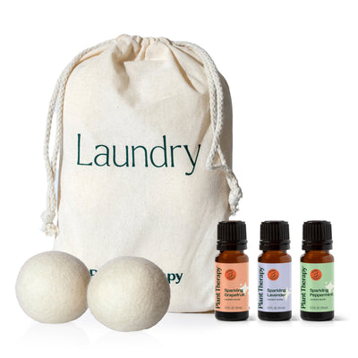 Wool Dryer Balls 6 Pack and Sparkling Laundry Blend 3 Pack By Plant Therapy