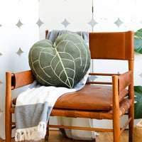 Anthurium Clarinervium 17" Plant Leaf Pillow- Khaki