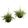 13" Leather Artificial Fern Hanging Basket w/ Moss - Set of 2 + (Indoor/Outdoor)