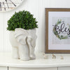 16” Boxwood Topiary Artificial Plant in Elephant Shaped Planter (Indoor/Outdoor)