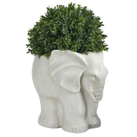 16” Boxwood Topiary Artificial Plant in Elephant Shaped Planter (Indoor/Outdoor)