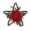 16” Holiday Christmas Poinsettia Star Twig Artificial Wreath
