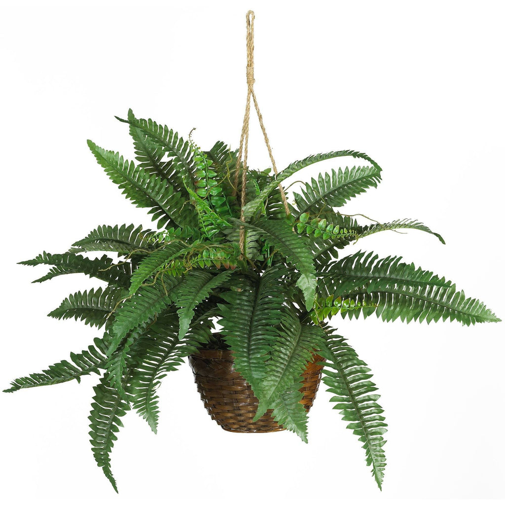 artificial hanging plants for sale 18" Artificial Boston Fern Silk Hanging Basket