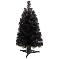 2’ Black Artificial Christmas Tree with 35 LED Lights and 72 Bendable Branches