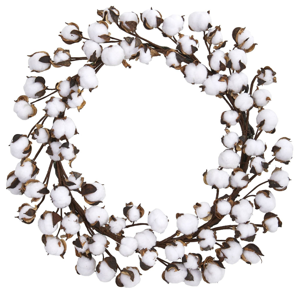 20” Cotton Ball Artificial Wreath