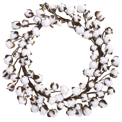 20” Cotton Ball Artificial Wreath