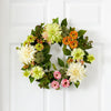 22” Dahlia & Mum Artificial Wreath - Spring Vibe