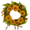 22" Golden Sunflower Artificial Wreath