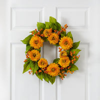 22" Golden Sunflower Artificial Wreath
