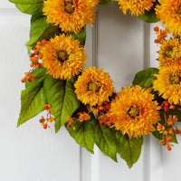 22" Golden Sunflower Artificial Wreath